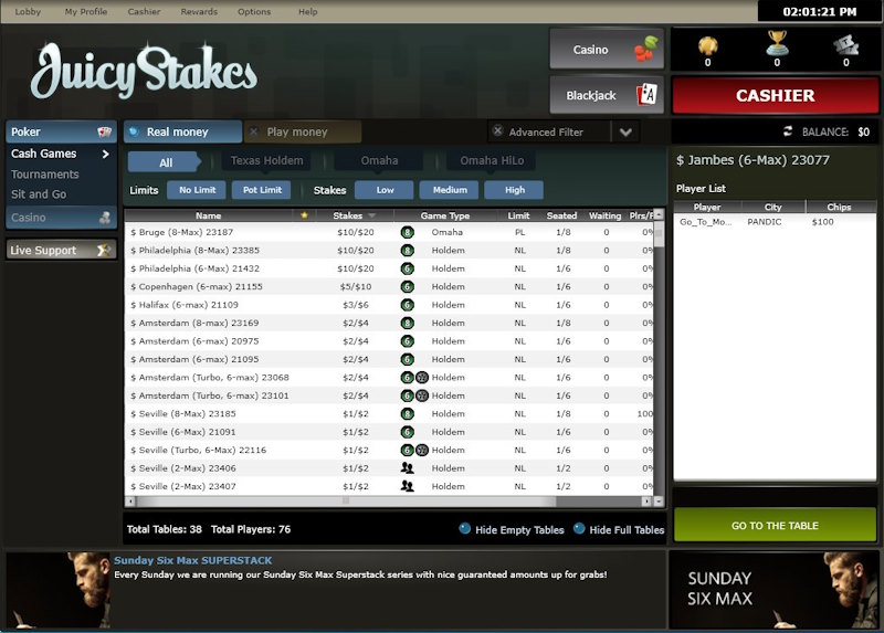 JuicyStakes lobby