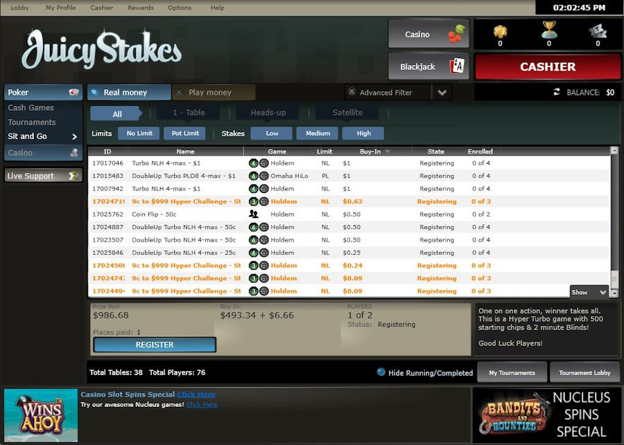 JuicyStakes lobby turniejowe