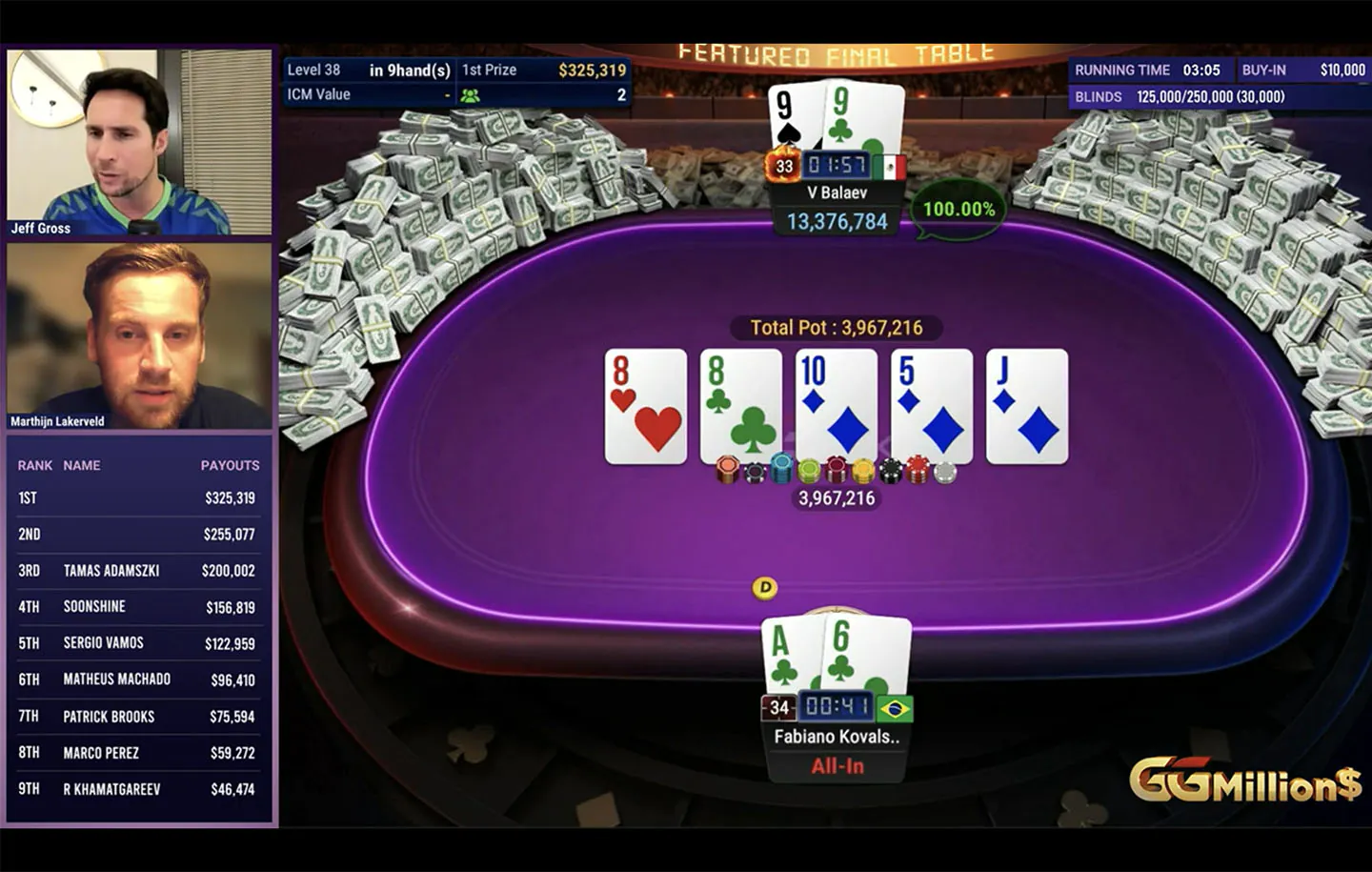 Vyacheslav Balaev wygrywa swój pierwszy GGMillion$ po zmianie planów ($325,319)