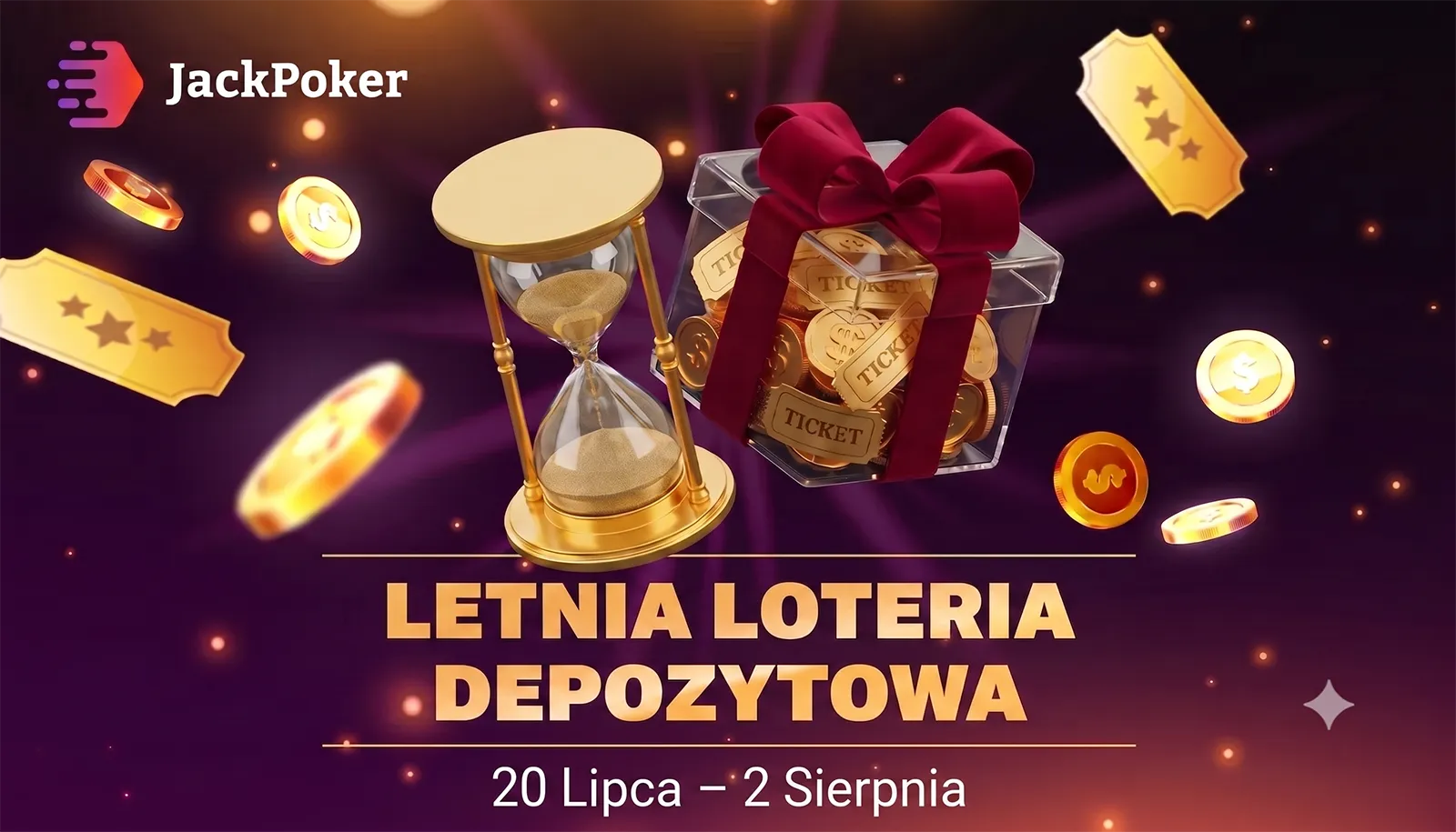 Końiec lipca i początek sierpnia 2026 r. to czas dodatkowych bonusów na JackPoker – zarówno dla nowych, jak i obecnych graczy. Nowi użytkownicy mogą dodatkowo skorzystać z obu ofert po kolei.