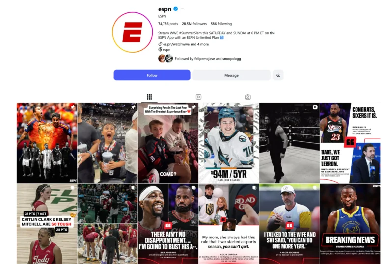 ESPN na Instagramie