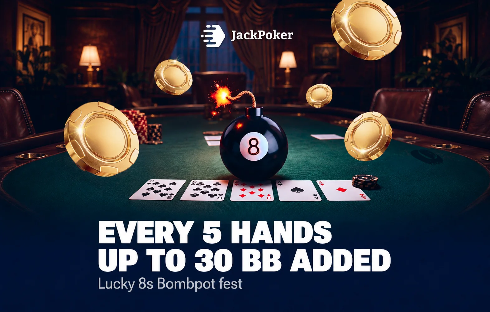 JackPoker zaprasza graczy cashowych na Lucky 8S Bombpot Fest