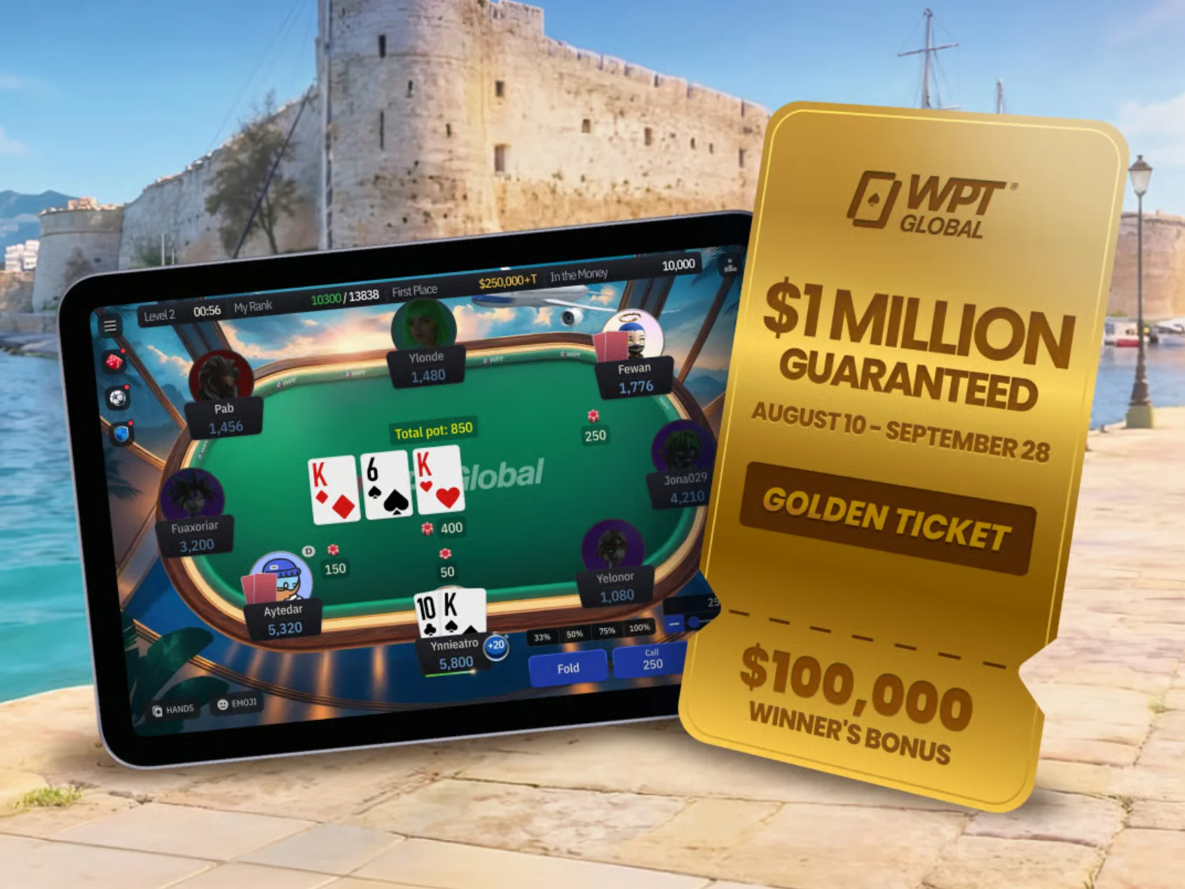 Od 10 sierpnia do 28 września 2026 roku WPT Global rozdaje co niedzielę pakiety na WPT Prime Cyprus.