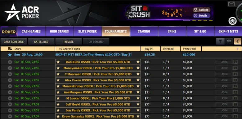 Pick Your Pro: każdy Pro gra 30–60 turniejów. Do 5.09 (23:59 ET) wybierz faworyta w $33 Pick Your Pro $5K Gtd.