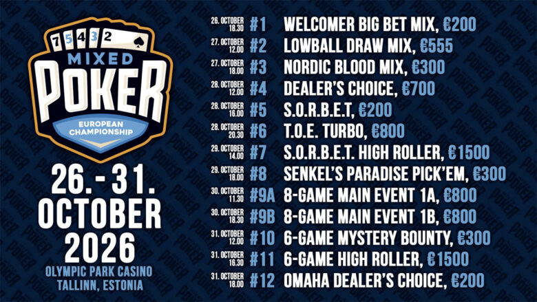 EMPC obejmuje 12 turniejów z buy-inami od €200 do €1,500 – wszystkie rozgrywane wyłącznie w formatach Mixed Games.