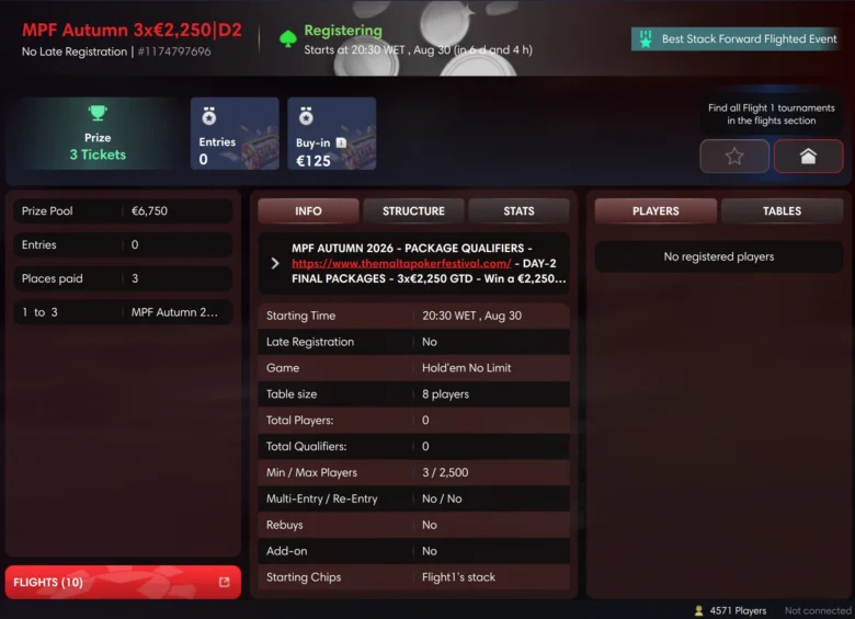 €2,250 Package Satellites to the Malta Poker Festival Autumn on RedStar Poker